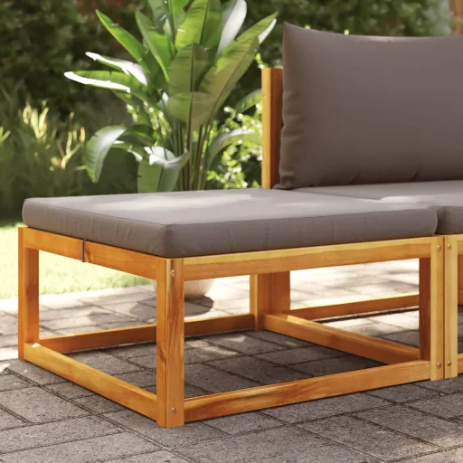 Taburete de Jardín Con Cojín Madera Maciza Acacia 65x65x29 cm