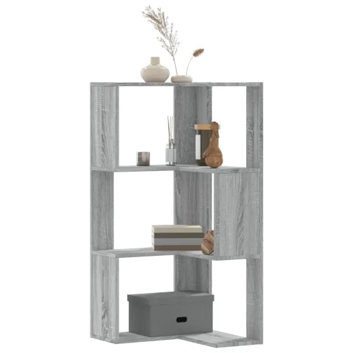 Estantería de Esquina 3 Niveles Madera Gris Sonoma 50x50x102 cm