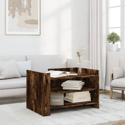 Mesa de Centro Madera de Ingeniería Roble Ahumado 80x50x50 cm