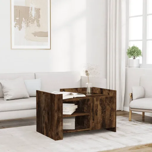 Mesa de Centro Madera de Ingeniería Roble Ahumado 80x50x50 cm