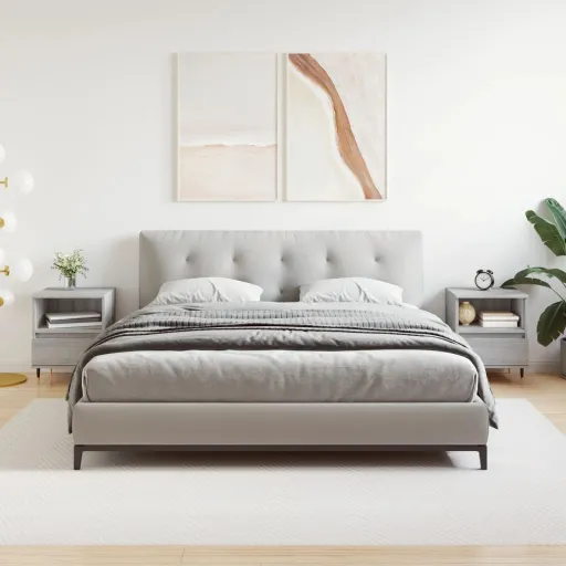 Mesita de Noche 2 Uds Madera Ingeniería Gris Sonoma 40x35x50 cm