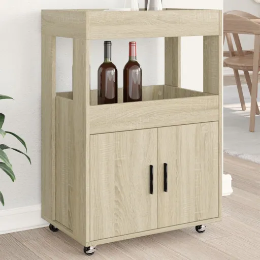 Carrito de Bar Madera de Ingeniería Roble Sonoma 60x39,5x89 cm
