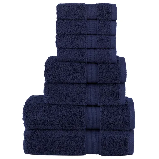 Juego de Toallas Premium SOLUND 8 Unidades Azul Marino 600 Gsm