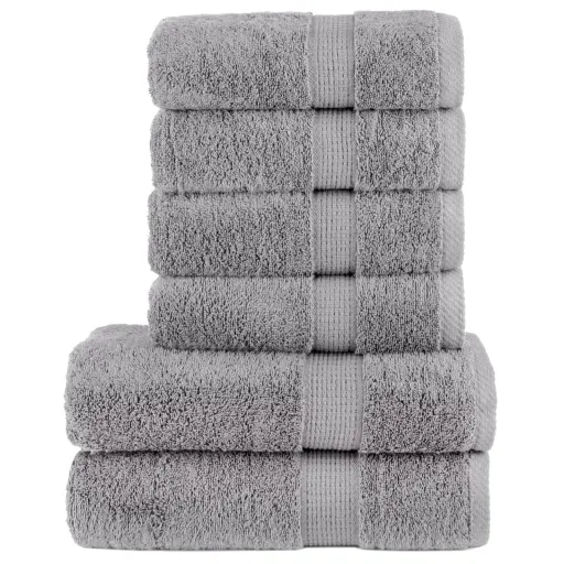 Juego de Toallas Premium SOLUND 6 Unidades Gris 600 Gsm