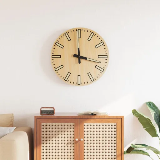 Reloj de Pared Con Escalas y Agujas Luminosas Amarillo Ø30 cm