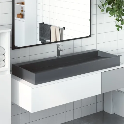 Lavabo de Fundición de Mineral/Mármol Antracita 120x46x11 cm
