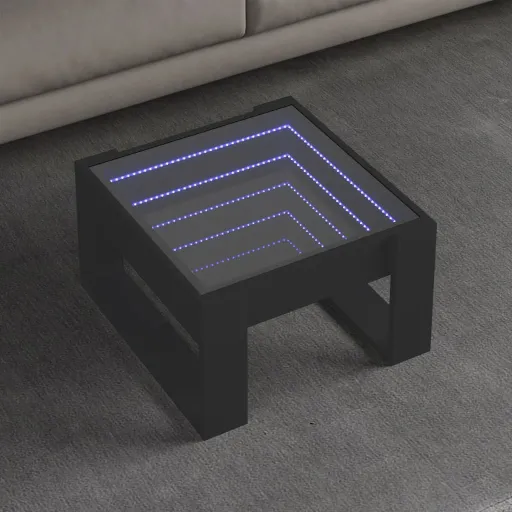 Mesa de Centro Con Infinity LED Negro 50x53x30 cm
