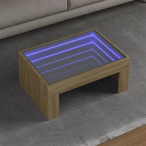 Mesa de Centro Con Infinity LED Roble Sonoma 70x50x30 cm