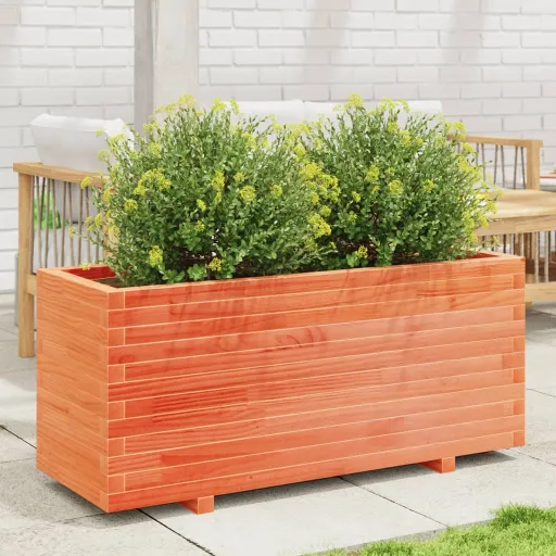 Jardinera Madera Maciza de Pino Marrón Cera 110x40x49,5 cm