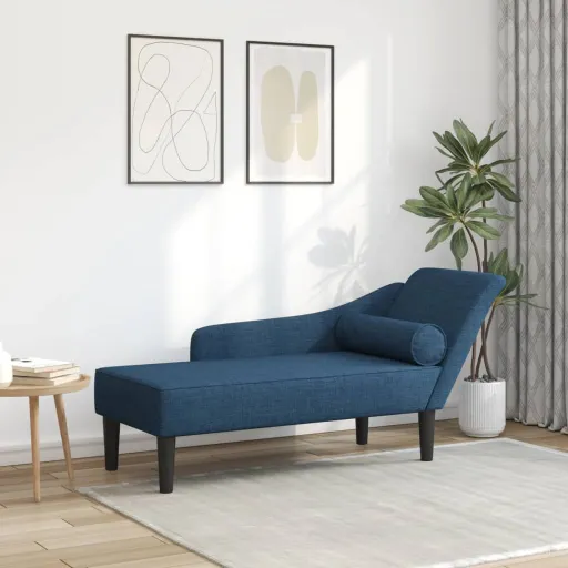 Sofá Diván Con Cojines Tela Azul
