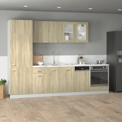 Conjunto de Armarios de Cocina "Lyon" de 8 Piezas de Madera de Ingeniería de Roble Sonoma