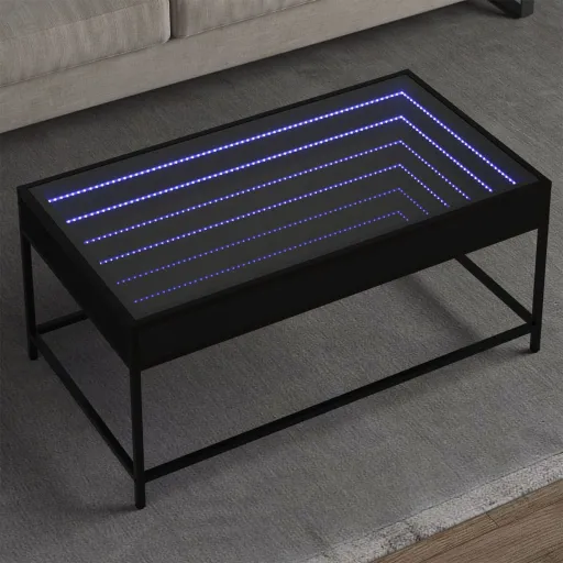 Mesa de Centro Con Infinity LED Negro 90x50x41 cm