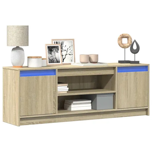 Mueble de TV LED Madera Ingeniería Roble Sonoma 139,5x34x50 cm