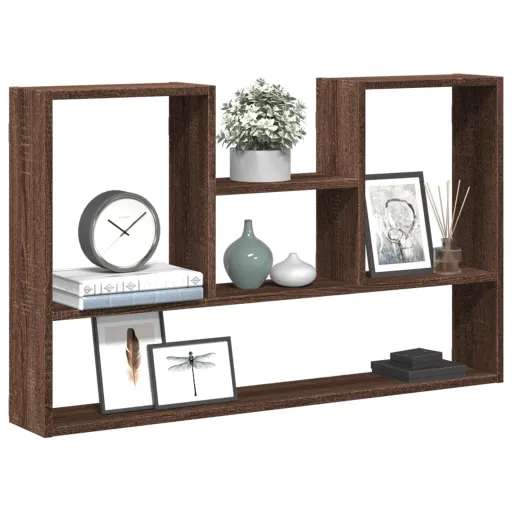 Estantería de Pared Madera Ingeniería Marrón Roble 99x15x60 cm