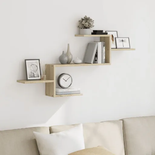 Estante de Pared Madera Ingeniería Roble Sonoma 104x15x49 cm