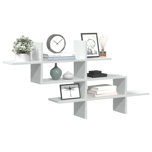 Estantería de Pared Madera Ingeniería Blanca 124,5x18x60,5 cm