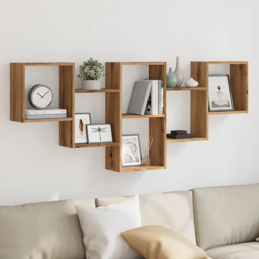Estante de Pared Madera Ingeniería Roble Artesanal 159x18x66 cm