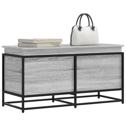 Caja de Almacenaje Con Tapa Madera Gris Sonoma 100x40x51,5 cm