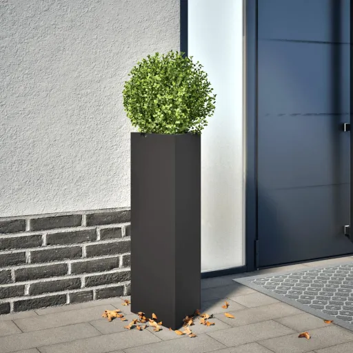 Jardinera Triangular Acero Negro 30x26x75 cm