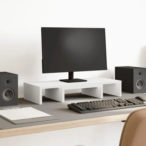 Soporte Para Pantalla Ajustable Madera Blanco 60x24x10,5 cm