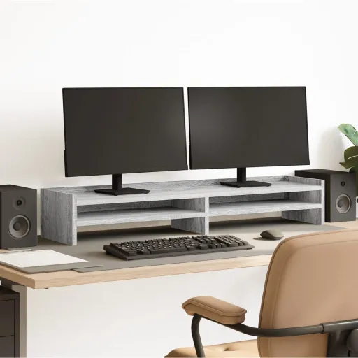 Soporte de Pantalla Madera Ingeniería Gris Sonoma 100x24x16 cm