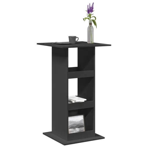 Mesa Bar Con Almacenaje Madera Ingeniería Negra 60x60x102 cm