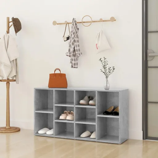 Banco Zapatero Madera Contrachapada Gris Hormigón 103x30x55cm