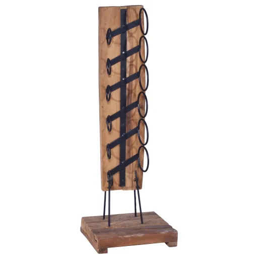 Botellero Para 6 Botellas Madera Maciza de Roble 35x35x100 cm