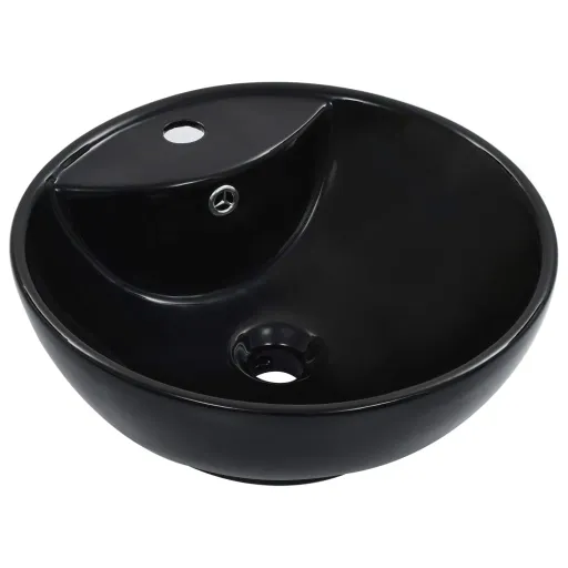 Lavabo Con Rebosadero 46,5x18 cm Cerámica Negro