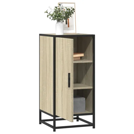 Aparador Madera Ingeniería y Metal Roble Sonoma 35,5x35x76 cm