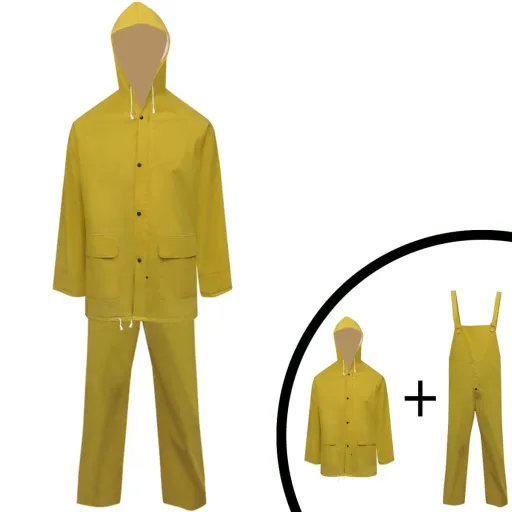 Chubasquero Impermeable Reforzado Capucha 2 Pzas XL Amarillo