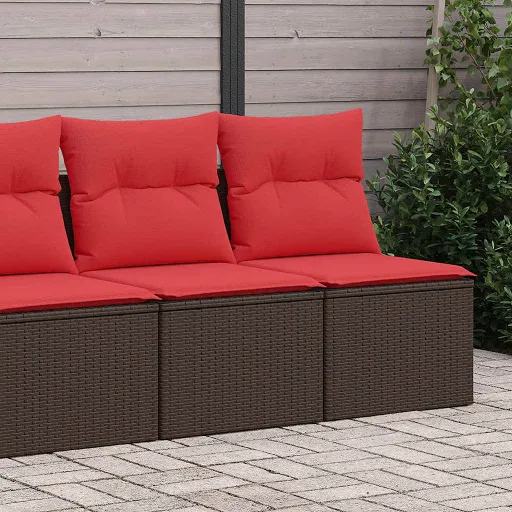 Set Sofás Jardín y Cojines 2 Pzas Ratán Sintético Acacia Marrón