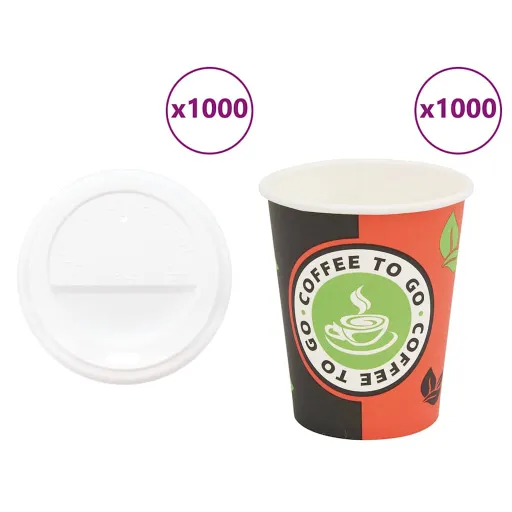 Vasos de Café de Papel Con Tapa 1000 Uds 8oz 240ml