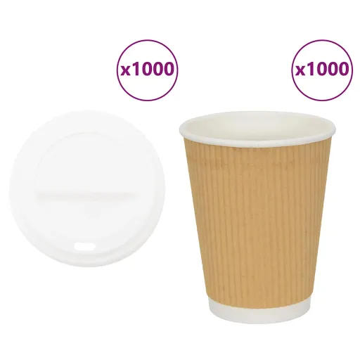 Vasos de Café de Papel Con Tapa 1000 Uds 12oz 300ml