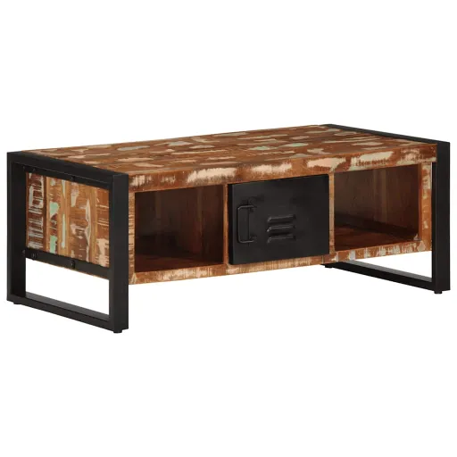 Mesa de Centro Multicolor 90x50x36 cm Madera Maciza Reciclada