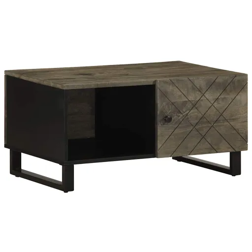 Mesa de Centro Madera Maciza de Mango Negra 80x50x40 cm