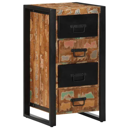 Cómoda de Madera Maciza Reciclada Multicolor 40x40x75 cm