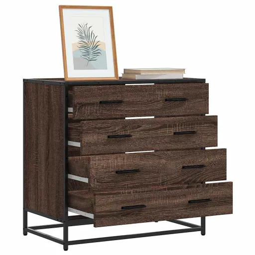 Cómoda de Madera Contrachapada Roble Marrón 70x41x70 cm