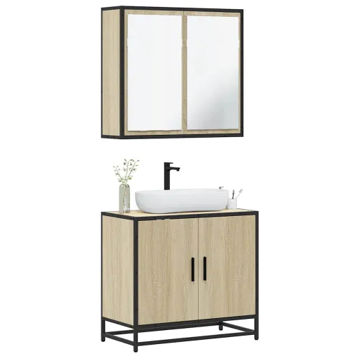 Set de Muebles de Baño 2 Pzas Madera Contrachapada Roble Sonoma