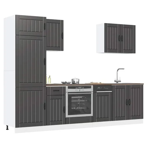 Mueble de Cocina Lucca Negra 7 Piezas Madera Contrachapada