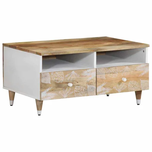 Mesa de Centro de Madera Maciza Mango 80x54x40 cm