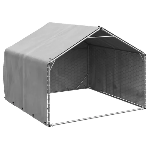 Caseta Para Perros de Exterior Con Cubierta 2x2x1,5 m de Acero Galvanizado