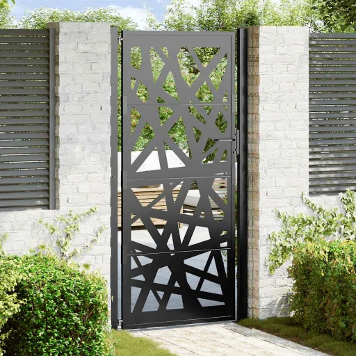 Puerta de Jardín Negra 100x200 cm Acero Diseño Ligero