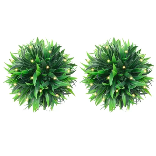 Bolas de Boj Artificial Con Luces LED 2 Unidades 30 cm