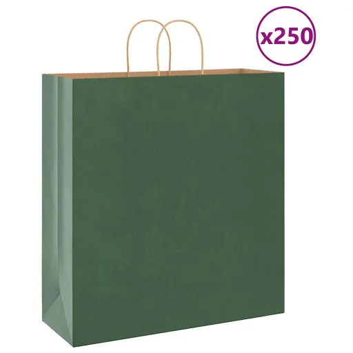 Bolsas de Papel Con Asas 250 Uds Verde 45x17x48 cm