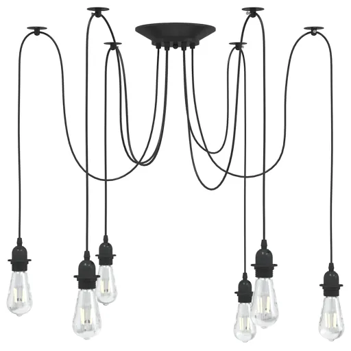 Lámpara Colgante Con 6 Portalámparas E27 Metal Negro