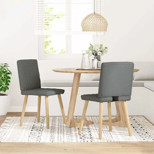 Sillas de Comedor 2 Unidades Tela Gris Oscuro