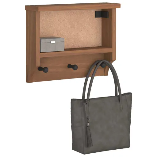 Perchero de Pared SANDNES 45x12x35 cm Madera Maciza de Pino