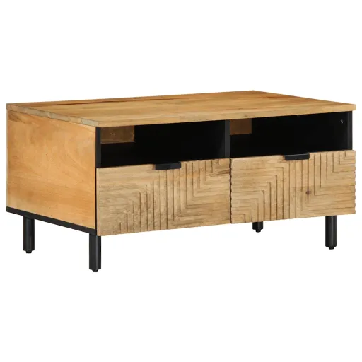 Mesa de Centro Madera Maciza de Mango Marrón 80x54x40 cm
