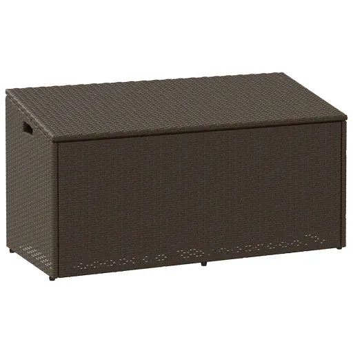 Caja de Almacenaje Jardín Ratán Sintético Marrón 110x50x58 cm